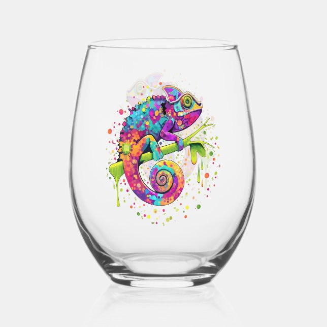 Verre À Vin Sans Pied Style d'aquarelle des teintures Chameleon (Recto)