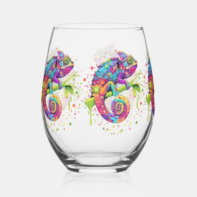 Verre À Vin Sans Pied Style d'aquarelle des teintures Chameleon (Recto)