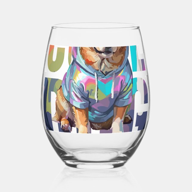 Verre À Vin Sans Pied Style de chien cool (Recto)