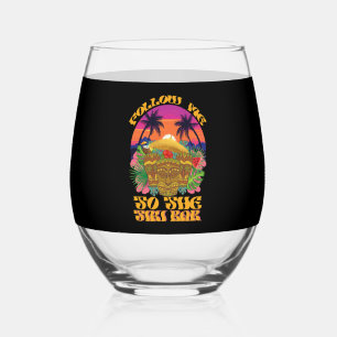 Verre À Vin Sans Pied Suivez-moi au bar Tiki à la fête hawaïenne Luau 