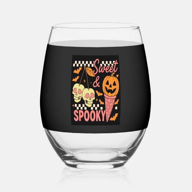 Verre À Vin Sans Pied Sweet and Spooky Cute Halloween (Recto)