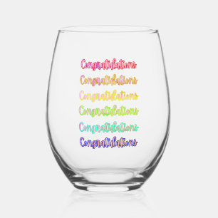 Verre À Vin Sans Pied Sweet Fun Colorful Texte Félicitations