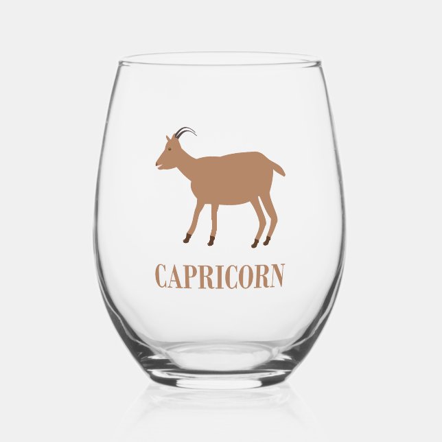 Verre À Vin Sans Pied Symbole étoile Capricorne Chèvre (Recto)
