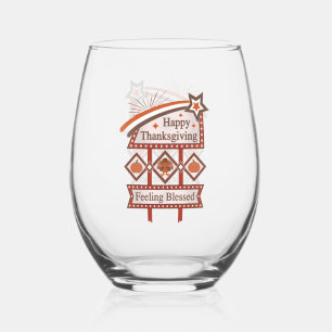 Verre À Vin Sans Pied Symbole rétro du bon thanksgiving béni