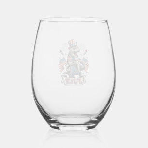 Verre À Vin Sans Pied T-Rex patriotique conception de chemise vintage 4
