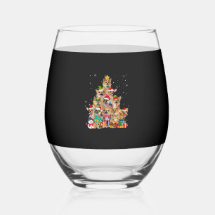 Verre À Vin Sans Pied T-Shi Classique Chihuahua Lumières de Sapin de Noë
