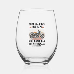 Verre À Vin Sans Pied T-shirt drôle de grand-père moto gravure vintage