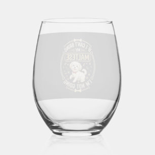 Verre À Vin Sans Pied T-shirt Maltais chien n'allez pas rouge noeud papi