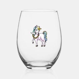 Verre À Vin Sans Pied T-shirt pour filles et femmes avec licorne et cout