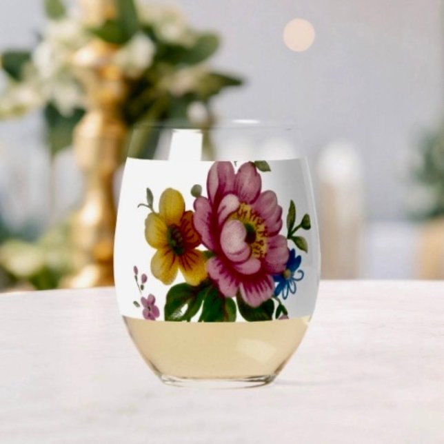 Verre À Vin Sans Pied Tea Cup Floral Bouquet  (Créateur téléchargé)