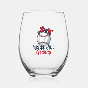 Verre À Vin Sans Pied Tee Ball Mamie Baseball Bow Vintage Shirt_1