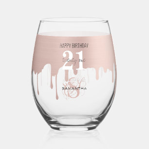Verre À Vin Sans Pied Tendance Rose rose or gouttes métalliques 21e anni