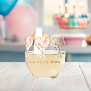 Verre À Vin Sans Pied Tennis Girl Anniversaire personnalisée