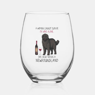 Verre À Vin Sans Pied Terre-Neuve et le vin Drôle chien
