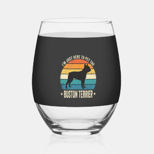 Verre À Vin Sans Pied Terrier de Boston Graphique Rétro Amateur de Chien