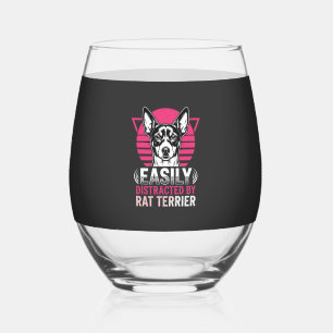 Verre À Vin Sans Pied Térrier Rattus Facilement Distrait Chien Rétro
