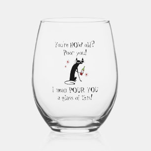 Verre À Vin Sans Pied T'es COMBIEN VIEILLE ? Citation de vin pour vous P