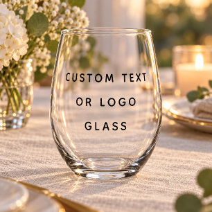 Verre À Vin Sans Pied Texte personnalisé minimaliste ou logo