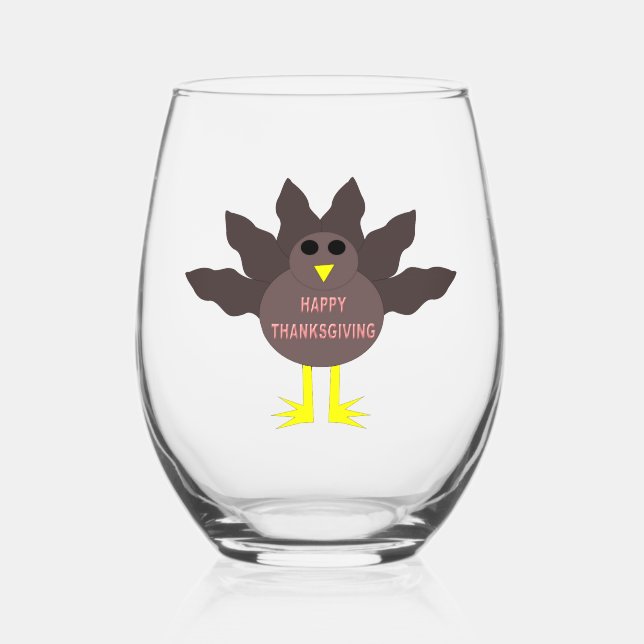 Verre À Vin Sans Pied Thanksgiving Pluced Turkey (Recto)