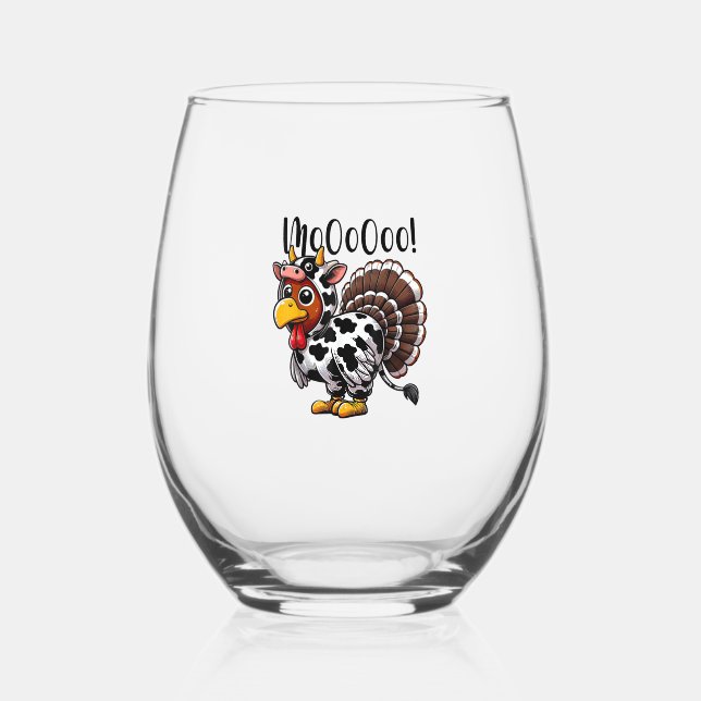 Verre À Vin Sans Pied Thanksgiving Turkey Moo Cow Head Funny Fall Men Wa (Recto)