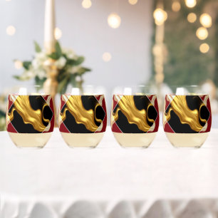 Verre À Vin Sans Pied The Royal Flow Regal Crimson & Gold Luxe Achempo