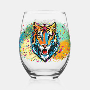 Verre À Vin Sans Pied Tiger Tiger Tête arc-en-ciel teintures