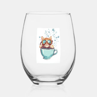 Verre À Vin Sans Pied Tiny Diver Cat � Funny Scuba Kitty Tea Lover