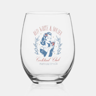 Verre À Vin Sans Pied Tout American Red White et Boujee