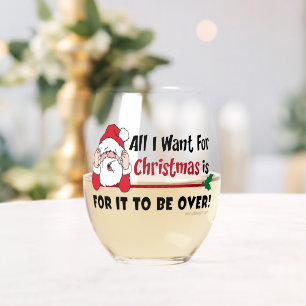 Verre À Vin Sans Pied Tout ce que je veux pour Noël Bah Humbug Funny