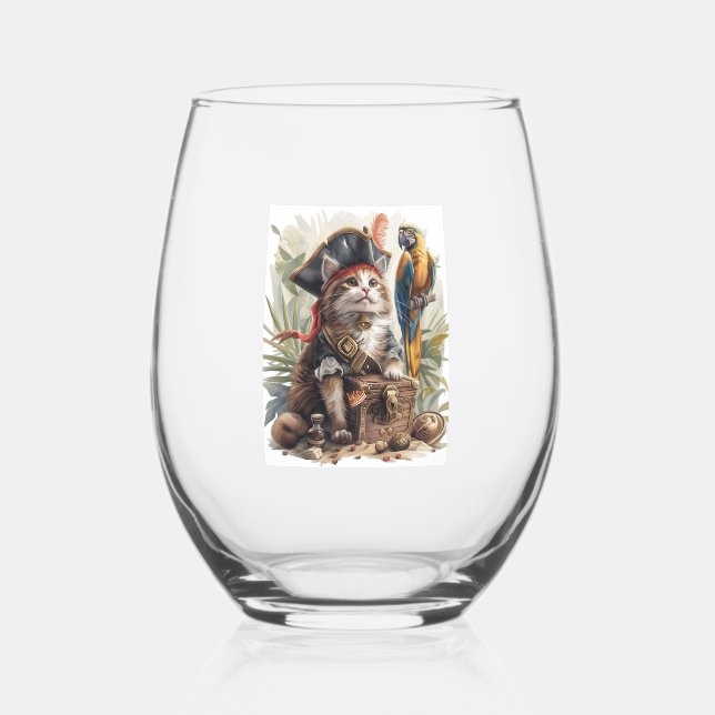 Verre À Vin Sans Pied Trésor de chat pirate (Recto)