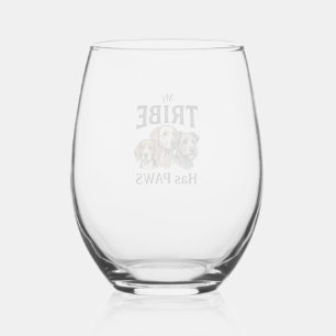 Verre À Vin Sans Pied Tribu de chiens a des pattes dessin de gravure vin