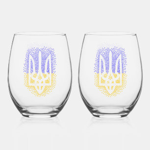 Verre À Vin Sans Pied Trident heraldique ukrainien tryzub étoiles disper