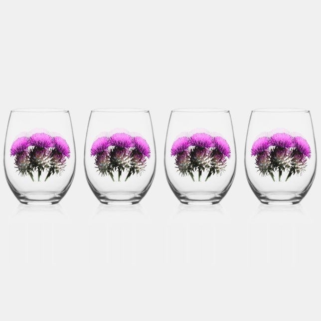 Verre À Vin Sans Pied Trois Chardons Écossais (Dos)