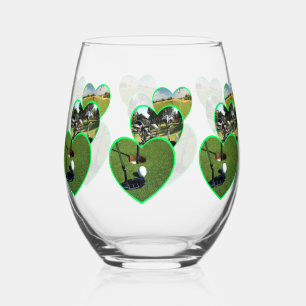 Verre À Vin Sans Pied Trois Coeurs de Golf Vert Design,