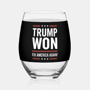 Verre À Vin Sans Pied Trump a gagné MAGA Trump vainqueur 2024 Réparer l'