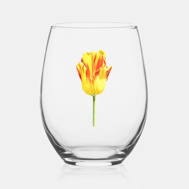 Verre À Vin Sans Pied Tulipe jaune et rouge (Verso)