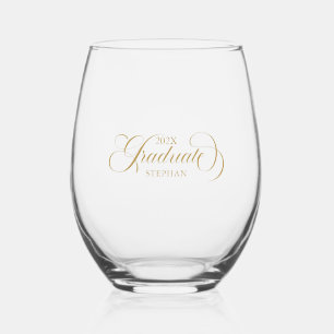 Verre À Vin Sans Pied Typographie de script or élégant