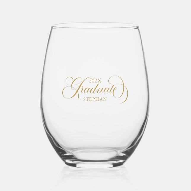 Verre À Vin Sans Pied Typographie de script or élégant (Recto)