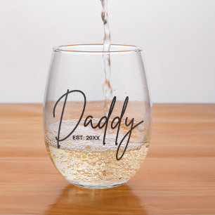 Verre À Vin Sans Pied Typographie moderne Papa Personnalisé