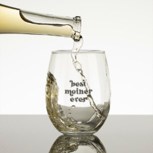 Verre À Vin Sans Pied Typographie noir rétro - Meilleure mère jamais
