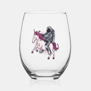 Verre À Vin Sans Pied Un astronaute avec un Casquette de T-shirt Unicorn