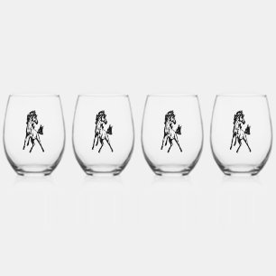 Verre À Vin Sans Pied Un cheval sautant fringant