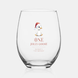 Verre À Vin Sans Pied Un joyeux oie personnalisé pour un premier anniver