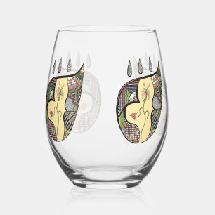 Verre À Vin Sans Pied Une fleur à l'intérieur