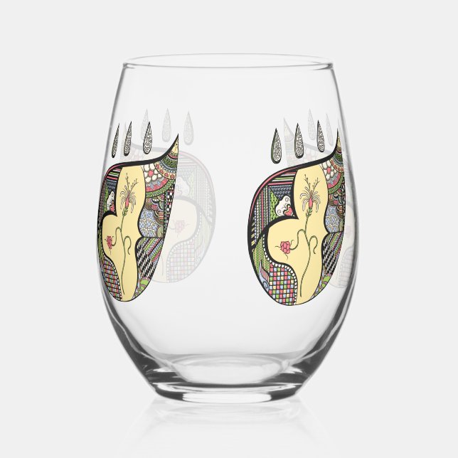 Verre À Vin Sans Pied Une fleur à l'intérieur (Recto)