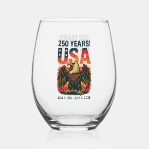 Verre À Vin Sans Pied USA 250 Years - Patriotic Bald Eagle 4 juillet 202
