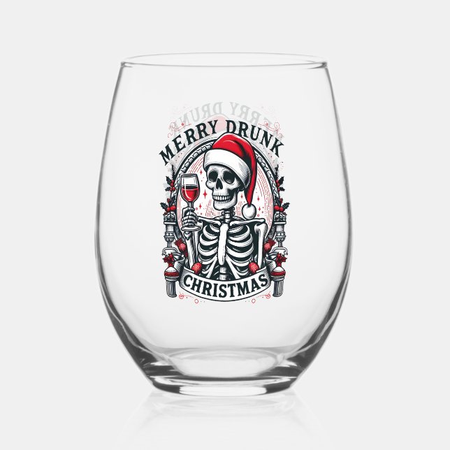 Verre À Vin Sans Pied Vacances de Noël drôles (Recto)