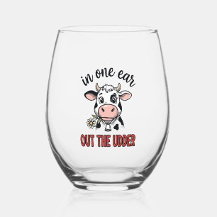 Verre À Vin Sans Pied Vache drôle avec une oreille en moins Design de T-