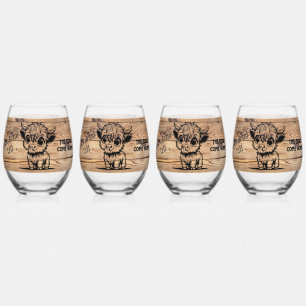 Verre À Vin Sans Pied Vache Highland - Boire jusqu'à ce que les vaches r