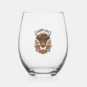 Verre À Vin Sans Pied Vache Highland d'automne avec lunettes en forme de